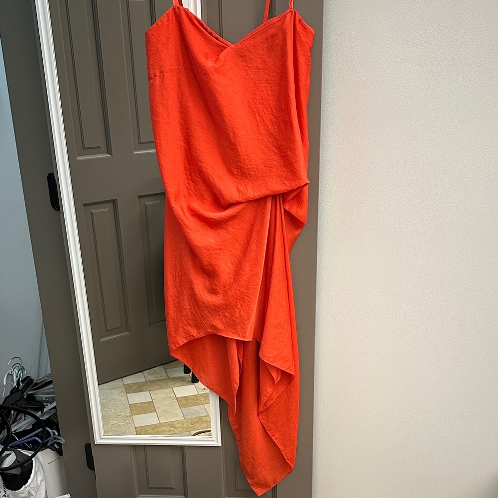 BCBGMaxAzria Vibrant Orange Asymmetrical Dress